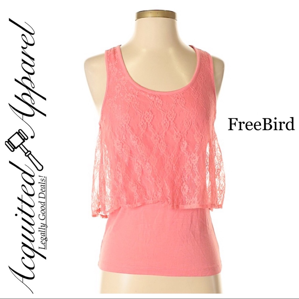 FreeBird | Lace Overlay TwoFer Tank Top Pink